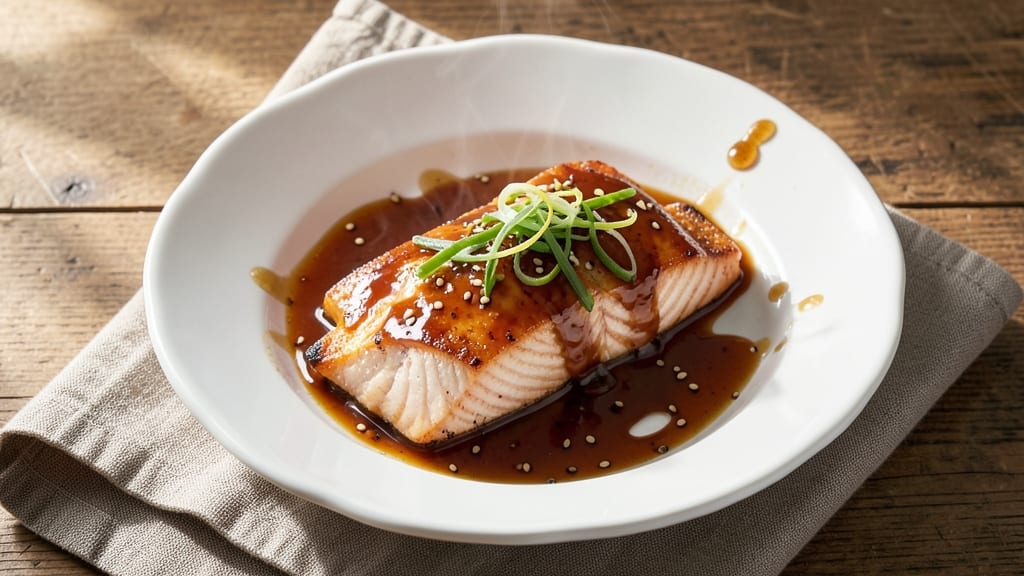Baked Salmon Recipe with Teriyaki Sauce: Glazed Crispy Edges and Silky Flakes