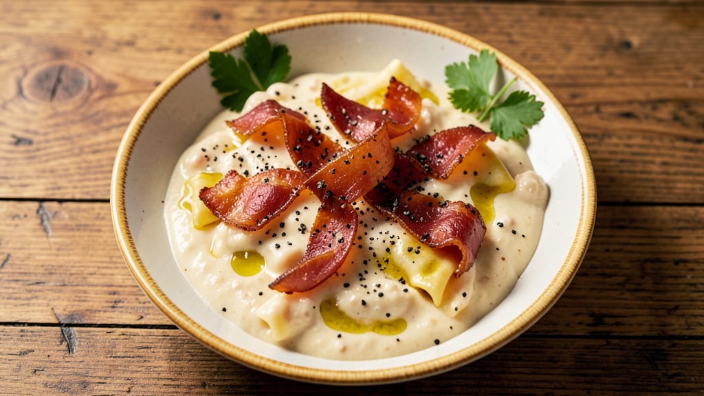 Bacon Carbonara Ravioli Sauce Recipe: Crispy Pancetta and Egg-Yolk Velvety Richness